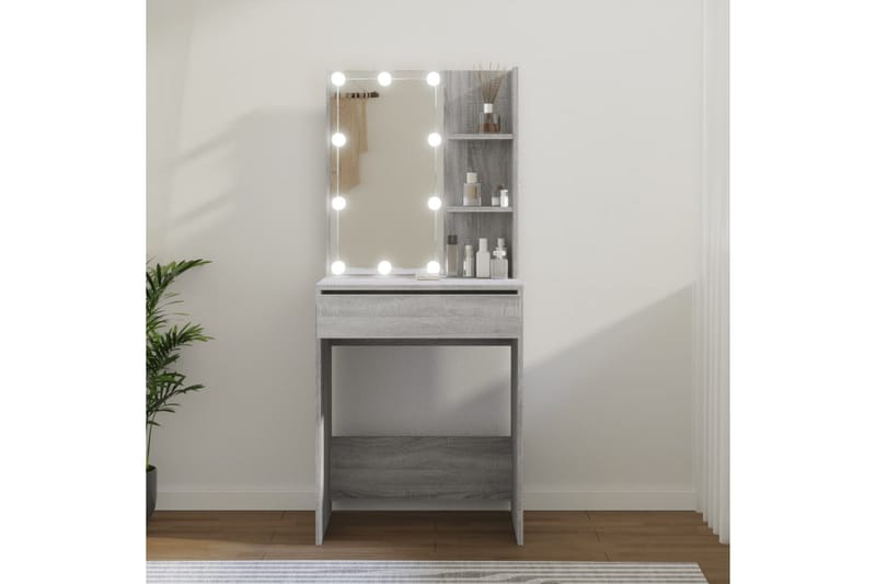 beBasic Sminkbord med LED grå sonoma 60x40x140 cm - Möbler - Bord