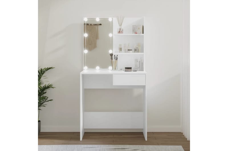 beBasic Sminkbord med LED vit 74,5x40x141 cm - Möbler - Bord