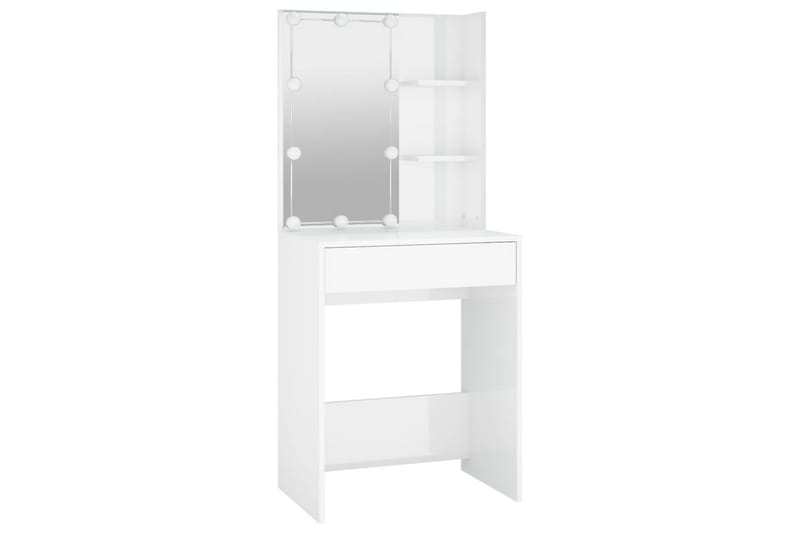 beBasic Sminkbord med LED vit högglans 60x40x140 cm - Möbler - Bord
