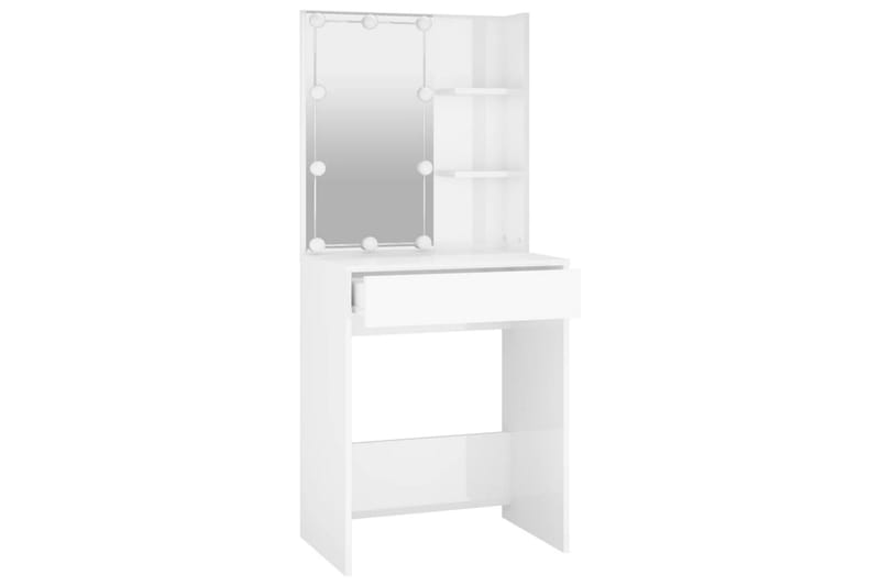 beBasic Sminkbord med LED vit högglans 60x40x140 cm - Möbler - Bord