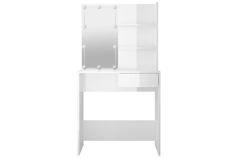 beBasic Sminkbord med LED vit högglans 74,5x40x141 cm - Möbler - Bord