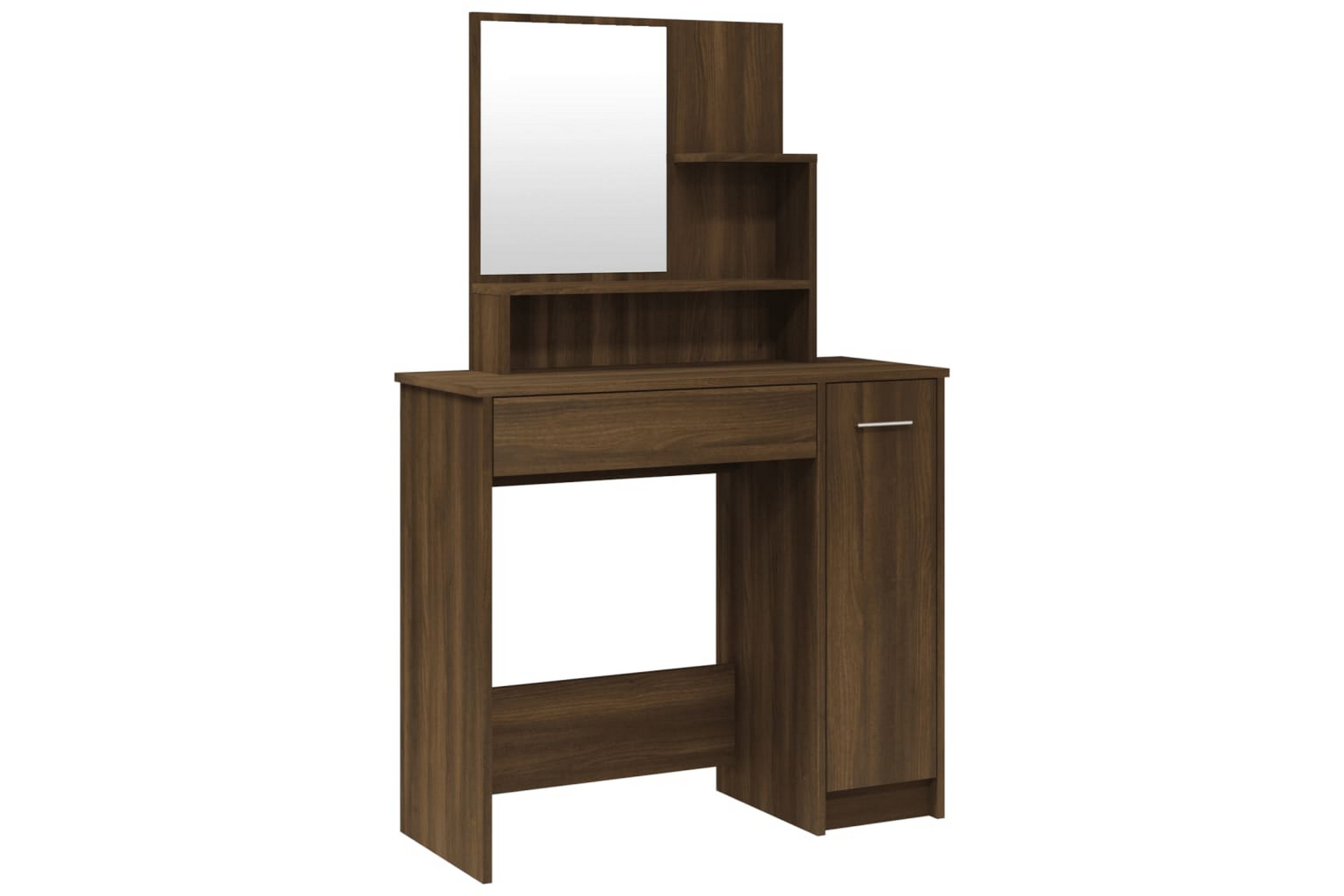 beBasic Sminkbord med spegel brun ek 86,5x35x136 cm –
