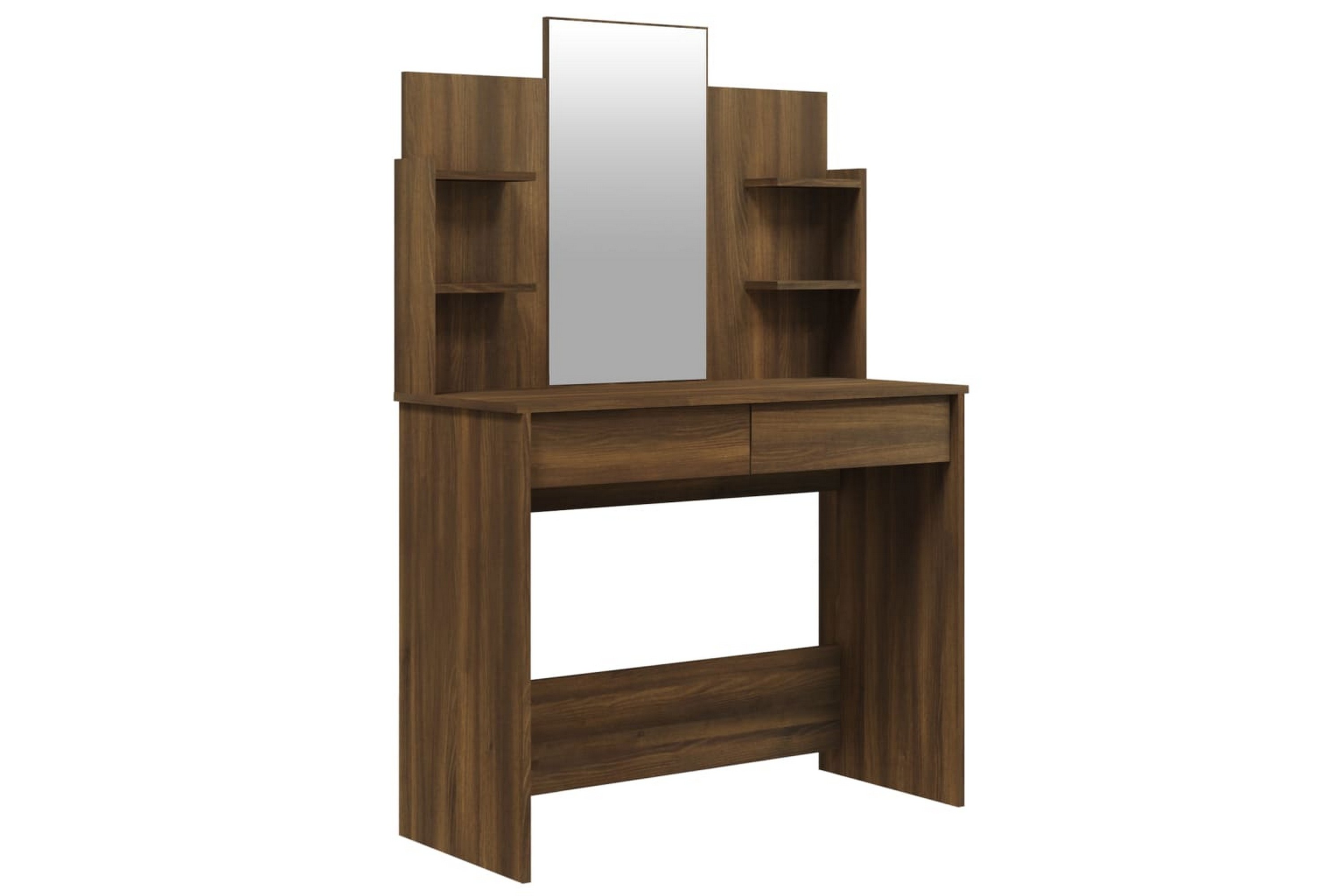 beBasic Sminkbord med spegel brun ek 96x40x142 cm –