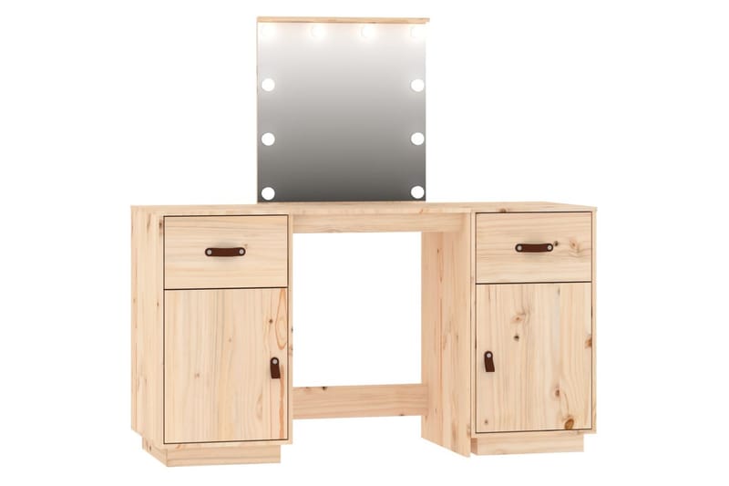 beBasic Sminkbord med spegel LED massiv furu - Möbler - Bord
