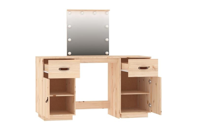 beBasic Sminkbord med spegel LED massiv furu - Möbler - Bord