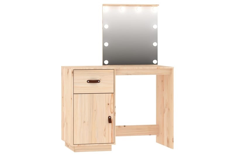 beBasic Sminkbord med spegel LED massiv furu - Möbler - Bord