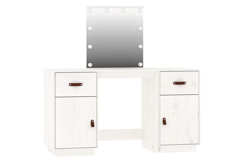 beBasic Sminkbord med spegel LED vit massiv furu - Möbler - Bord