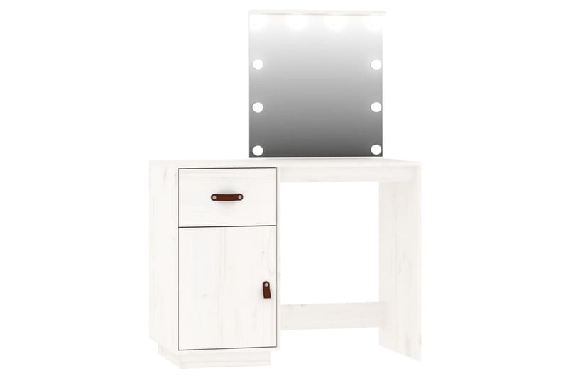 beBasic Sminkbord med spegel LED vit massiv furu - Möbler - Bord