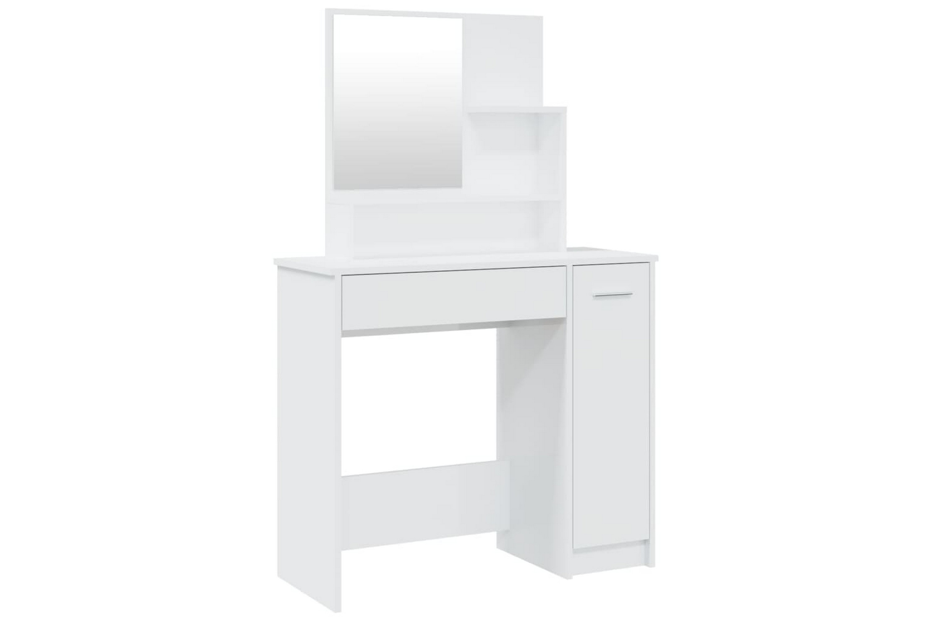 beBasic Sminkbord med spegel vit högglans 86,5x35x136 cm –