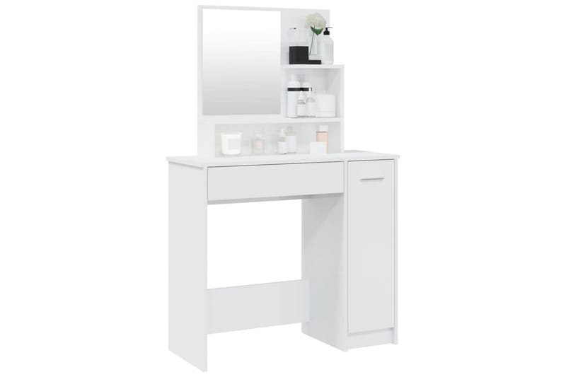 beBasic Sminkbord med spegel vit högglans 86,5x35x136 cm - Möbler - Bord