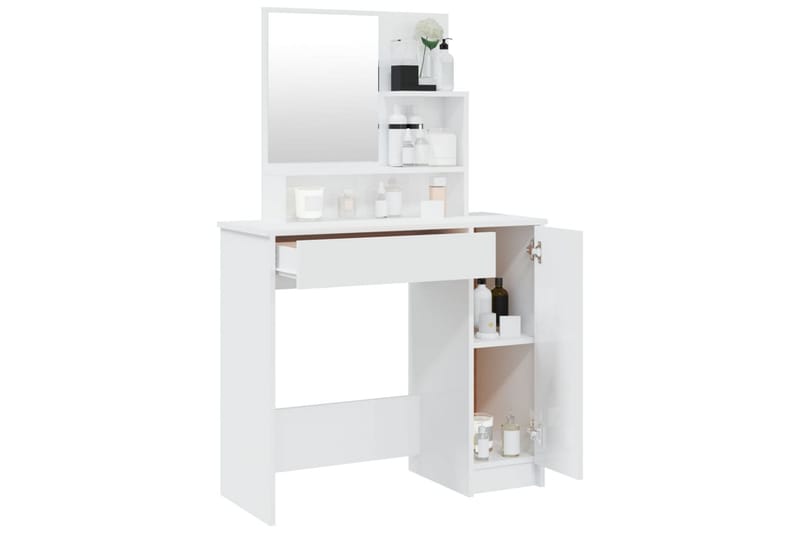 beBasic Sminkbord med spegel vit högglans 86,5x35x136 cm - Möbler - Bord