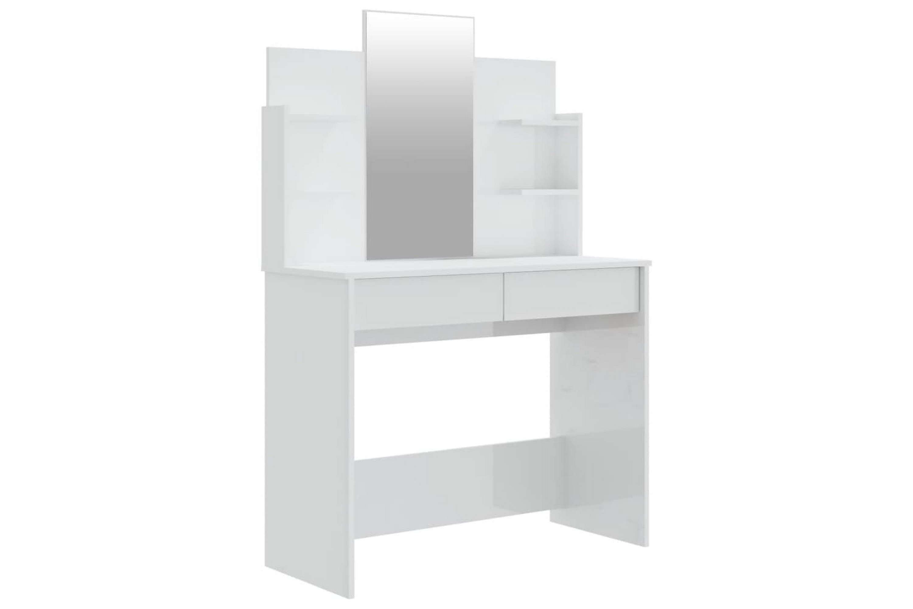 beBasic Sminkbord med spegel vit högglans 96x40x142 cm –