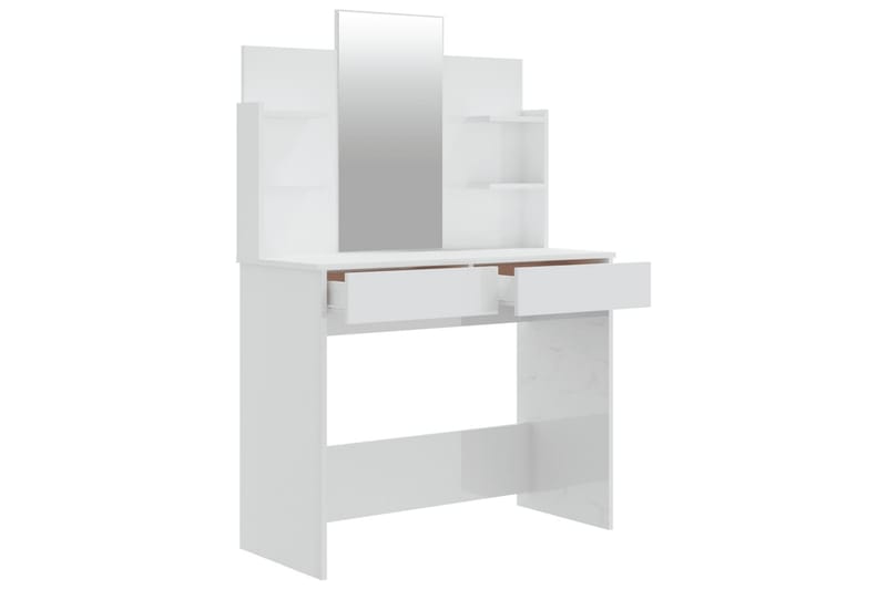 beBasic Sminkbord med spegel vit högglans 96x40x142 cm - Bord - Sminkbord
