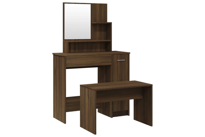 beBasic Sminkbord set brun ek 86,5x35x136 cm - Möbler - Bord