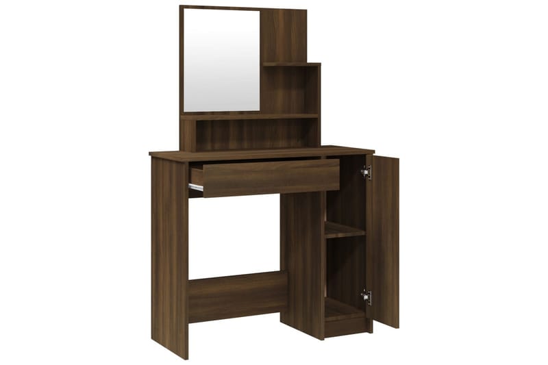 beBasic Sminkbord set brun ek 86,5x35x136 cm - Möbler - Bord