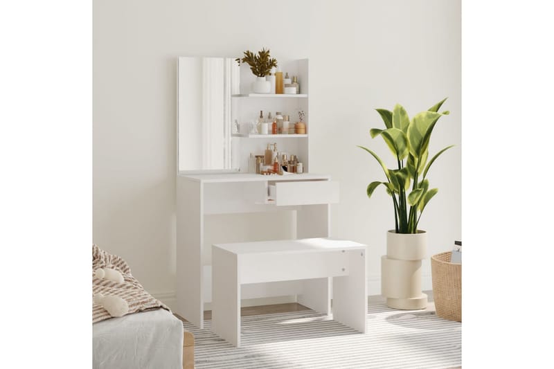 beBasic Sminkbord set vit 74,5x40x141 cm - Möbler - Bord