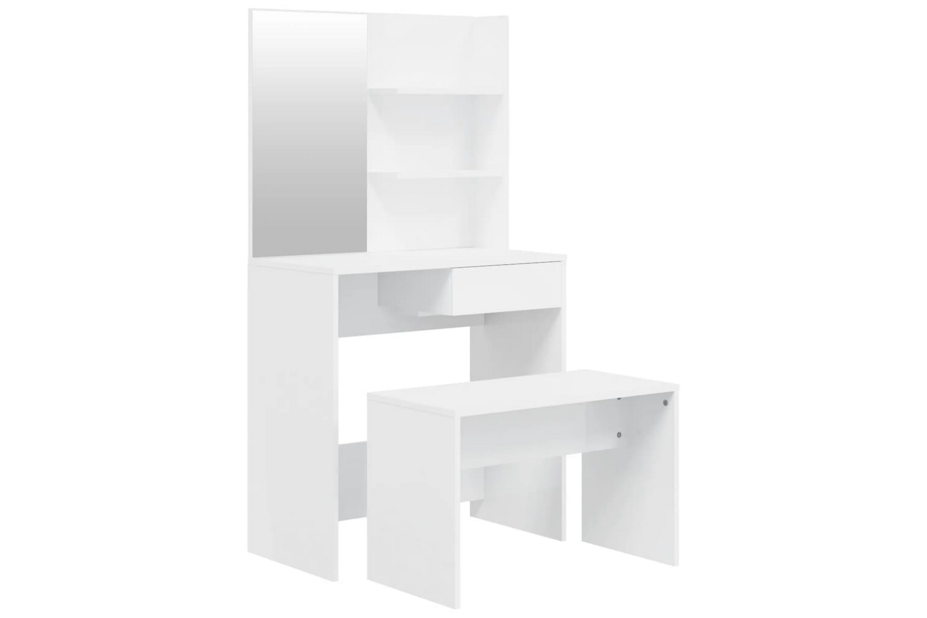 beBasic Sminkbord set vit högglans 74,5x40x141 cm –