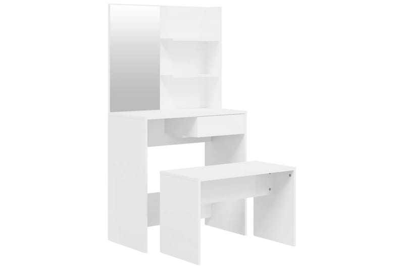 beBasic Sminkbord set vit högglans 74,5x40x141 cm - Möbler - Bord