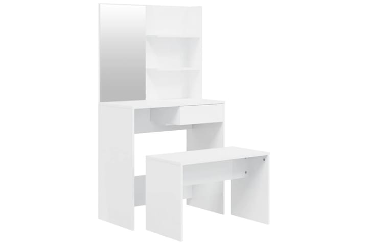beBasic Sminkbord set vit högglans 74,5x40x141 cm - Sminkbord - Bord