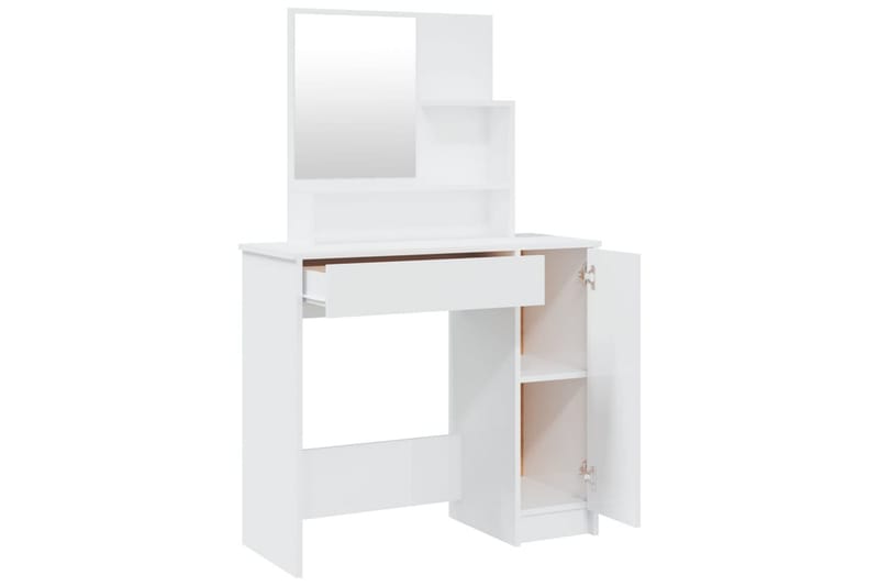 beBasic Sminkbord set vit högglans 86,5x35x136 cm - Möbler - Bord