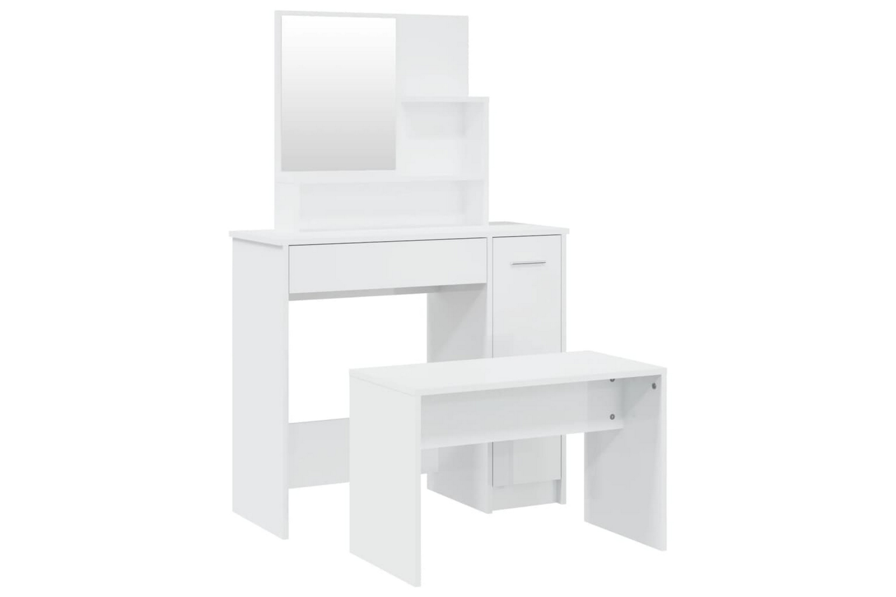 beBasic Sminkbord set vit högglans 86,5x35x136 cm –