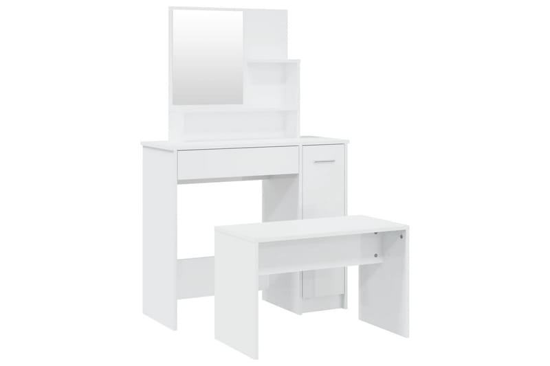 beBasic Sminkbord set vit högglans 86,5x35x136 cm - Bord - Sminkbord