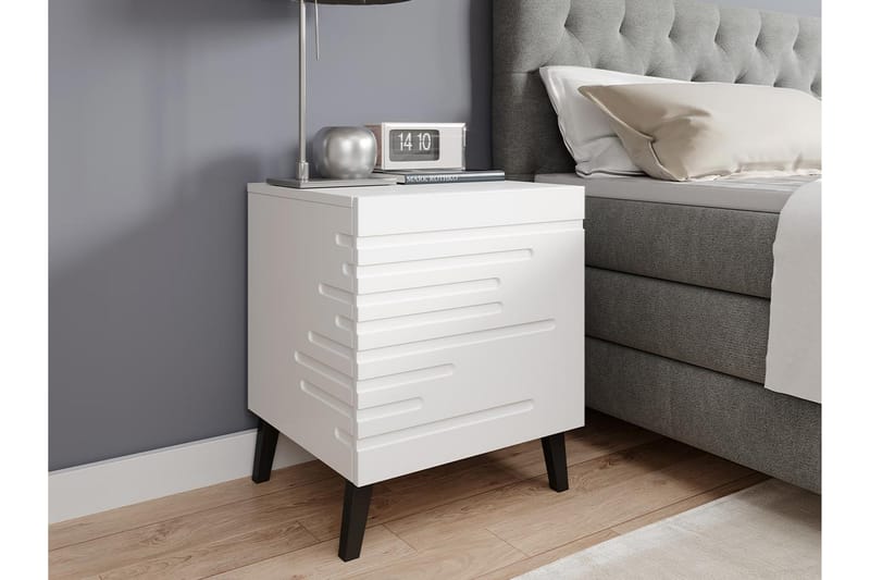 BOGACS Sängbord 44 cm Matt Vit/Svart - Möbler - Bord