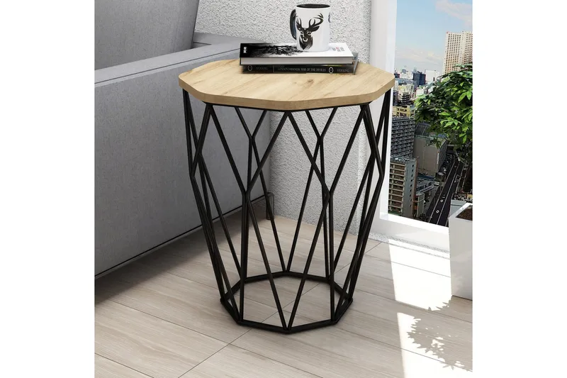 Bojana Sidobord Runt 46 cm - Natur/Svart - Möbler - Bord