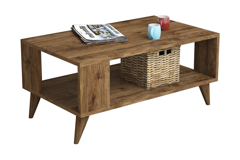 BOSTWICK Soffbord 90 cm med Förvaring Hylla Mörkbrun - Möbler - Bord