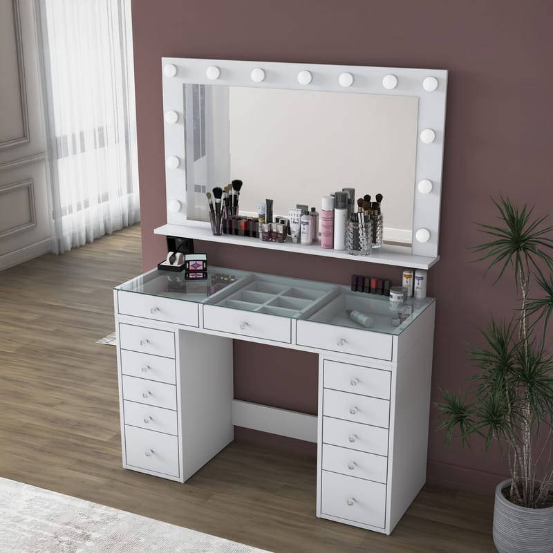 Bralen Sminkbord 120x79,8x44,5 cm - Vit - Möbler - Bord