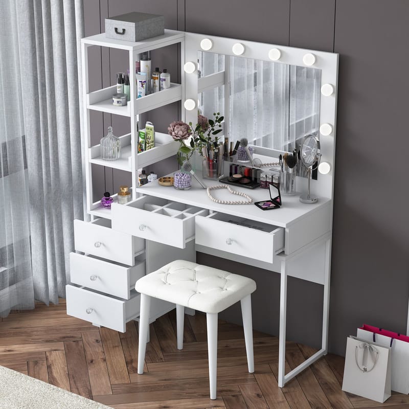 Bralen Sminkbord 120x79,8x44,5 cm - Vit - Möbler - Bord