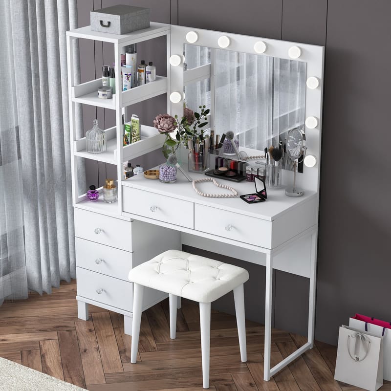 Bralen Sminkbord 120x79,8x44,5 cm - Vit - Möbler - Bord