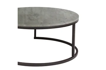 Britu Runt Soffbord 80x35 cm i Trä med Metallunderrede - Grå - Möbler - Bord
