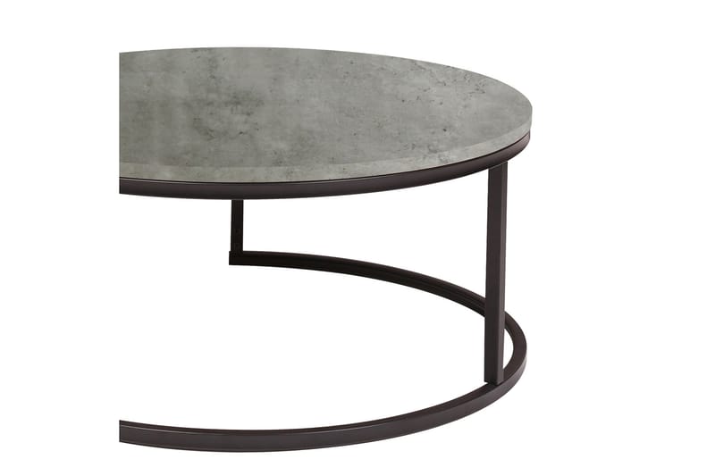 Britu Runt Soffbord 80x35 cm i Trä med Metallunderrede - Grå - Möbler - Bord