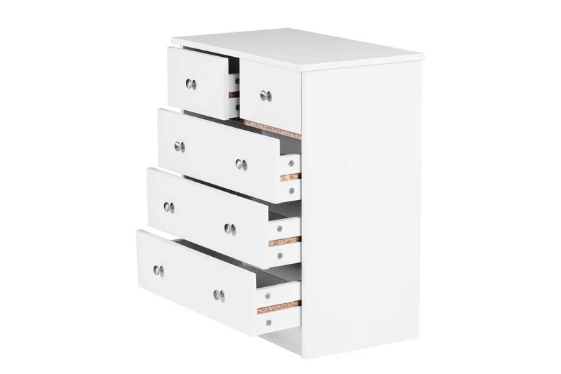 Byrå Wohnling med 5 lådor klassisk modern stil Vit - Vit - Möbler - Bord