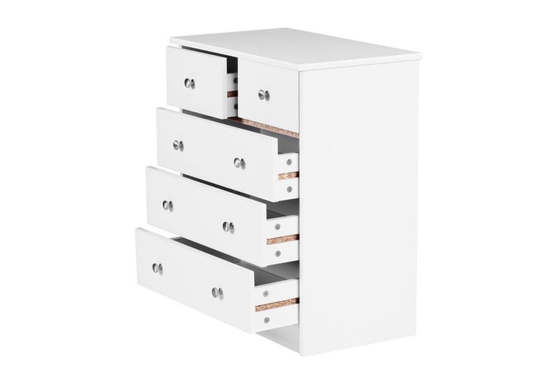 Byrå Wohnling med 5 lådor klassisk modern stil Vit - Vit - Möbler - Bord
