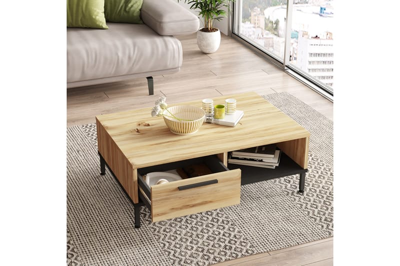 CALE Soffbord 90 cm Natur/Svart - Möbler - Bord