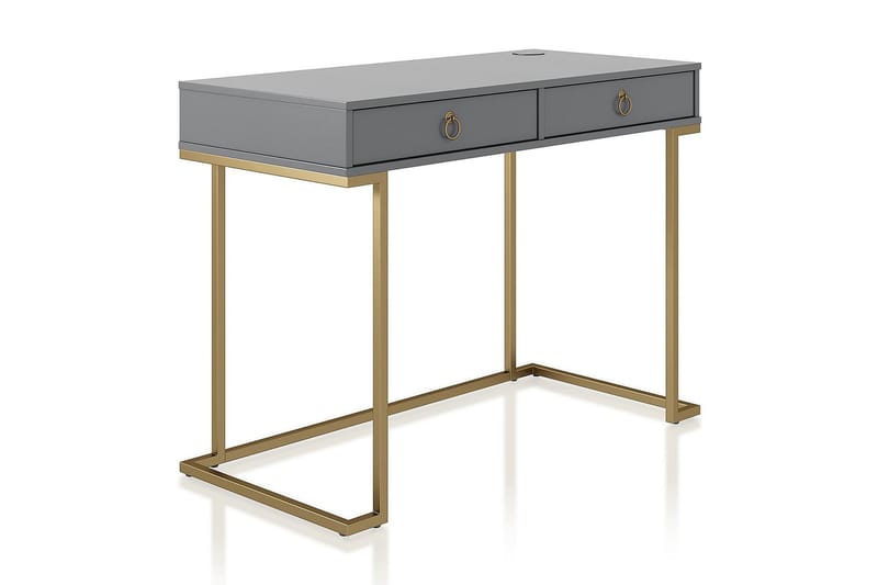 CAMILA Skrivbord 106 cm med Förvaring 2 Lådor Grafitgrå/Mäss - CosmoLiving - Skrivbord - Bord