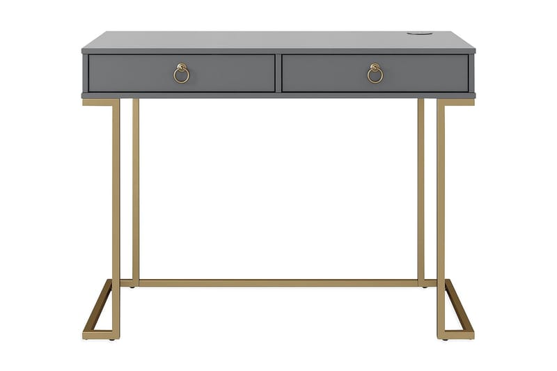 Camila Skrivbord 106 cm med Förvaring 2 Lådor Grafitgrå/Mäss, CosmoLiving