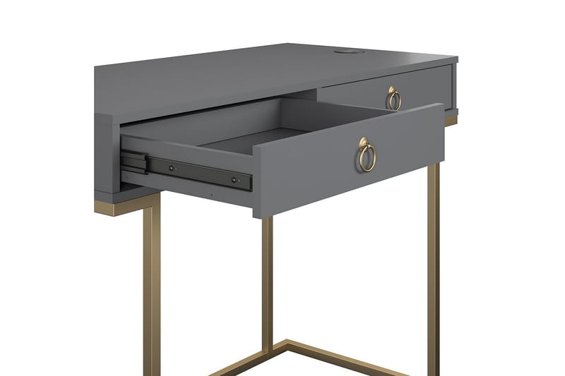 Camila Skrivbord 106 cm med Förvaring 2 Lådor Grafitgrå/Mäss - CosmoLiving - Möbler - Bord