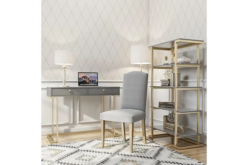 Camila Skrivbord 106 cm med Förvaring 2 Lådor Grafitgrå/Mäss - CosmoLiving - Möbler - Bord