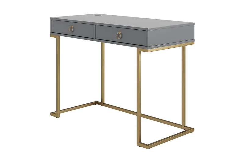Camila Skrivbord 106 cm med Förvaring 2 Lådor Grafitgrå/Mäss - CosmoLiving - Möbler - Bord