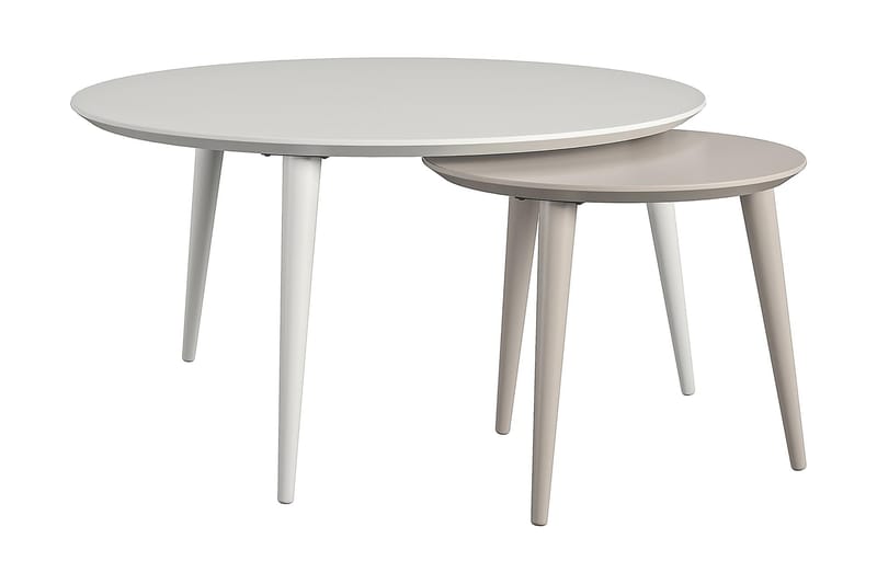 CARNEGIE Satsbord 90 cm Ovalt 2 Bord Vit/Taupe - CosmoLiving - Möbler - Bord