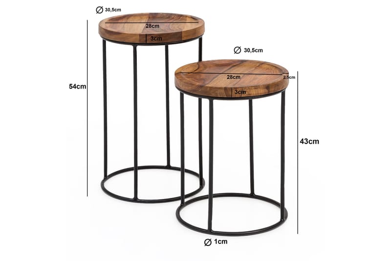 CATBROOK Satsbord 31 cm 2 Bord Massivt Trä/Svart - M�öbler - Bord