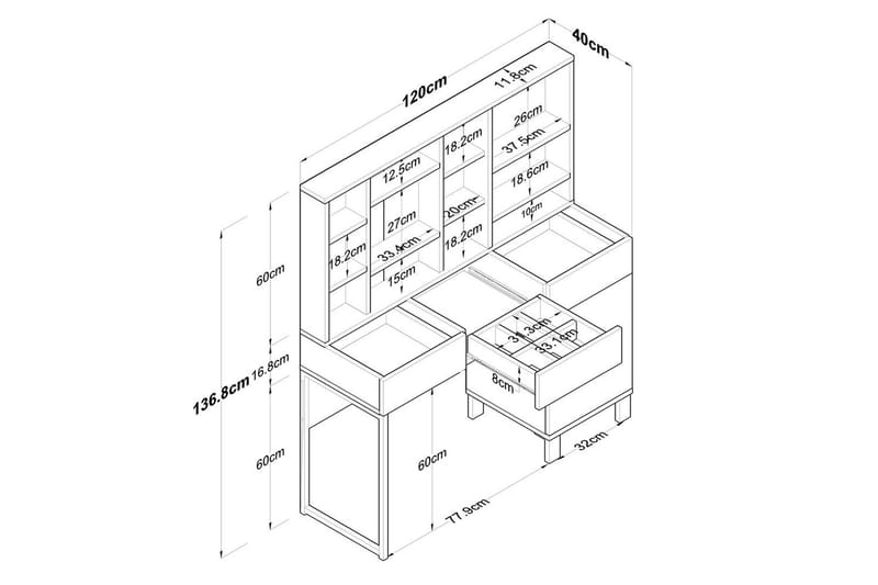 Ceris Sminkbord 120 cm - Vit - Möbler - Bord