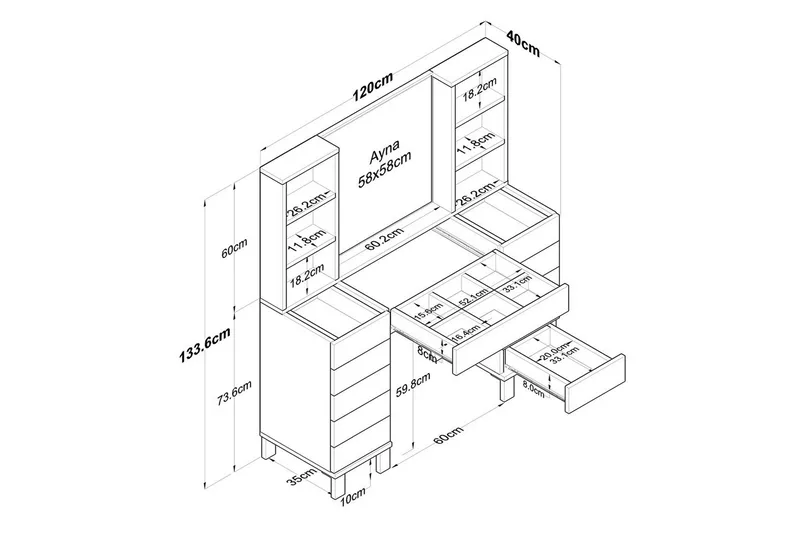 Ceylon Sminkbord 120 cm - Vit - Möbler - Bord