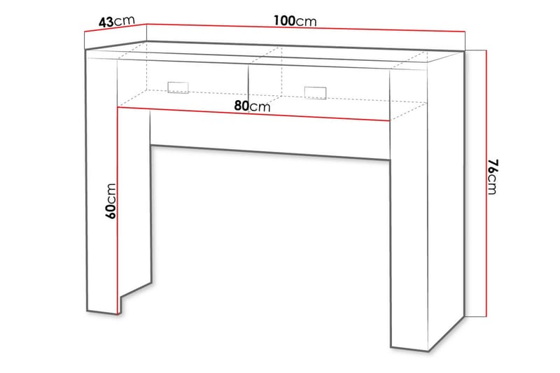 Cezar Sminkbord 100 cm med Förvaring i Trä med Ekutseende - Ek - Möbler - Bord