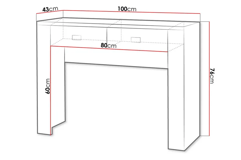 Cezar Sminkbord 100x43x76 cm Ek - Möbler - Bord