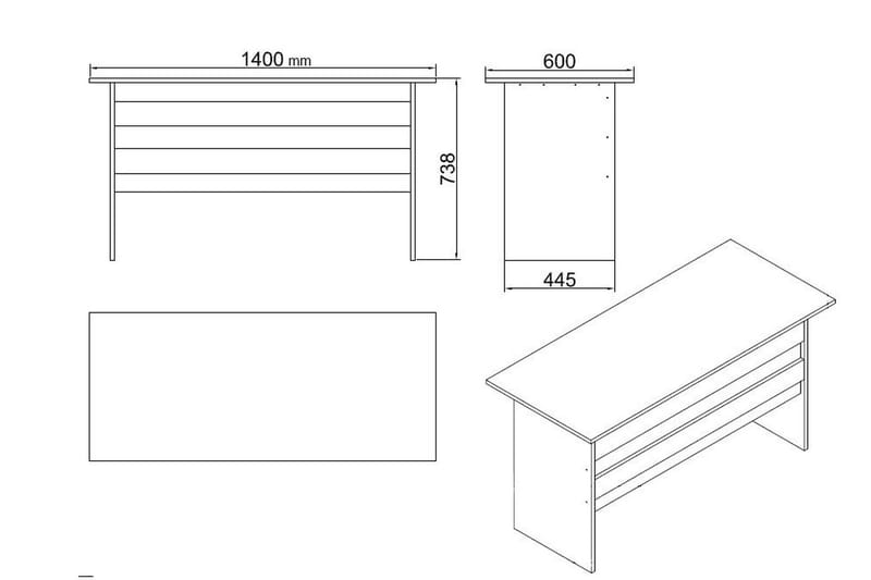 CHAIFUNG Skrivbord 140 cm med Förvaring och Fotpall Natur/Sv - Möbler - Bord