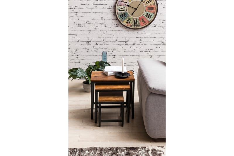 CHESMORE Satsbord 45 cm 3 Bord Massivt Trä/Svart - Möbler - Bord
